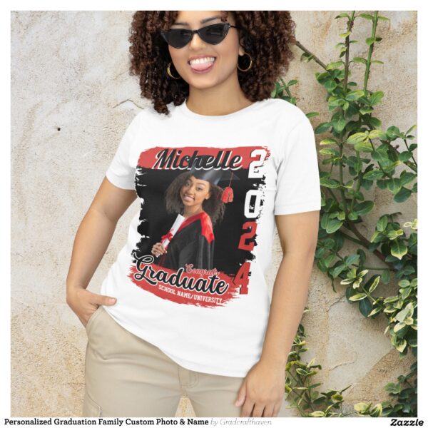 Personalized Graduation Family Custom Photo & Name T-Shirt