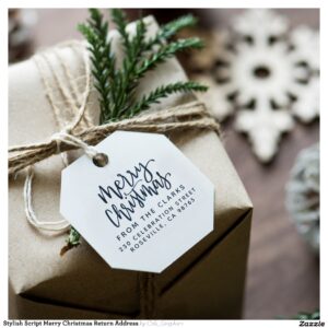 Stylish Script Merry Christmas Return Address Self-inking Stamp
