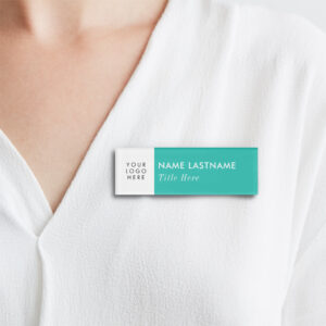 Your Logo Turquoise White Modern Elegant Title Name Tag