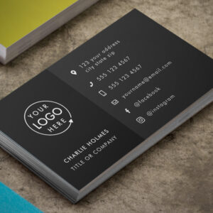 Black Logo Modern Social Media Icons Business Card