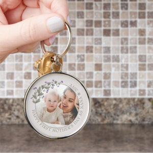 Pretty Purple Wildflower Mother's Day Photo Keychain
