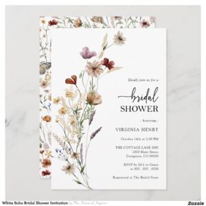 White Boho Bridal Shower Invitation