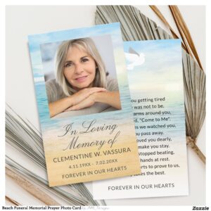 Beach Funeral Memorial Prayer Photo Card