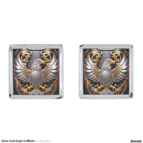 Silver Gold Eagle Cufflinks