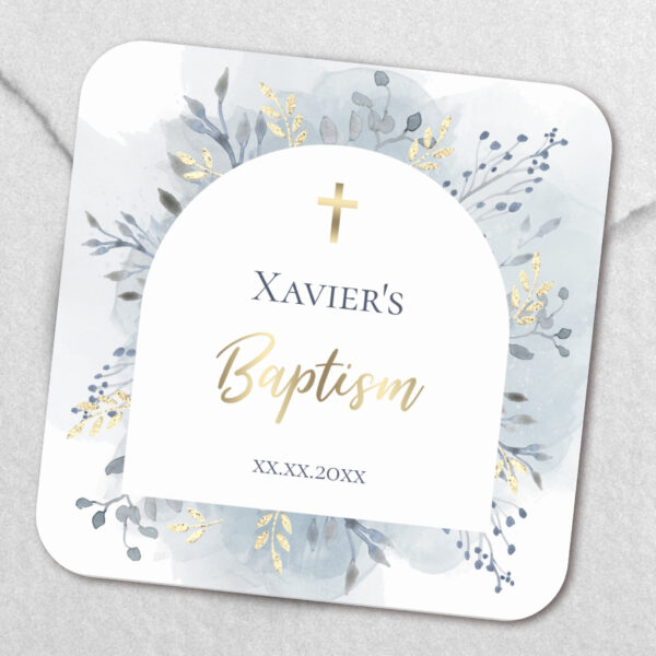 watercolor foliage Baptism Square Sticker