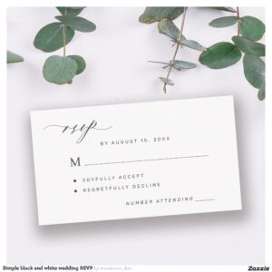 Simple black and white wedding RSVP Enclosure Card