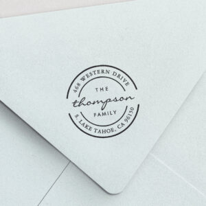 Round Logo Family Name Return Address Self-inking Stamp