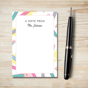 Colorful Pencils Pattern A Note from Teacher Cute
