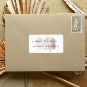 Chic Brush Stroke Faux Rose Gold on White Label