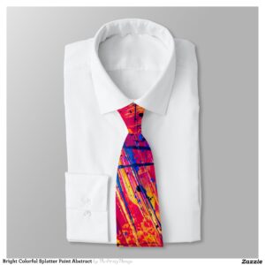 Bright Colorful Splatter Paint Abstract Neck Tie