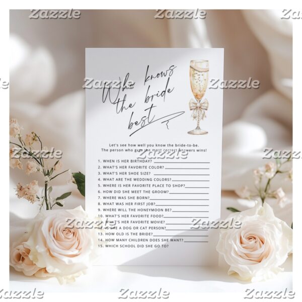 Who knows the bride best Pearls and Prosecco game