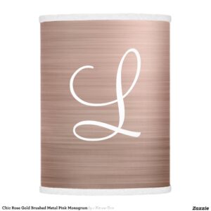 Chic Rose Gold Brushed Metal Pink Monogram Lamp Shade