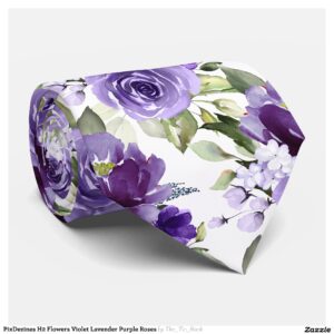 PixDezines H2 Flowers Violet Lavender Purple Roses Neck Tie