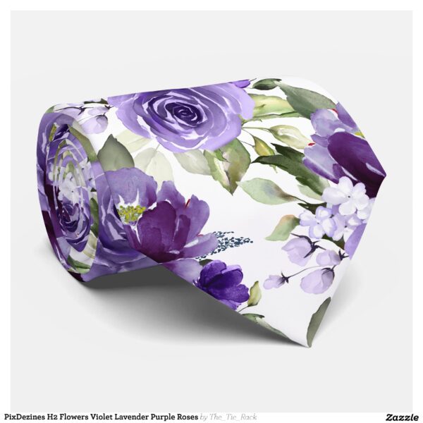 PixDezines H2 Flowers Violet Lavender Purple Roses Neck Tie
