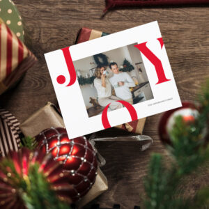 Christmas Photo Family Red Joy Postcard