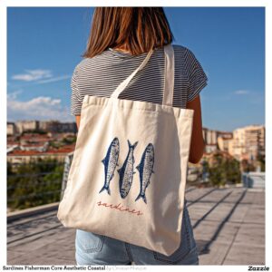 Sardines Fisherman Core Aesthetic Coastal Tote Bag