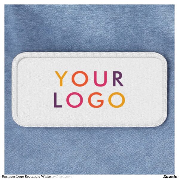 Business Logo Rectangle White Patch