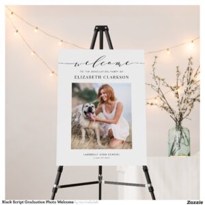 Black Script Graduation Photo Welcome Foam Board