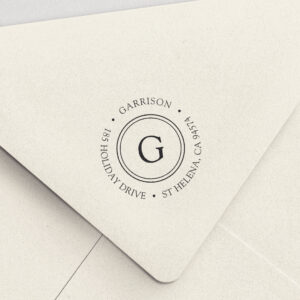 Simple Classic Circle Monogram Return Address Self-inking Stamp
