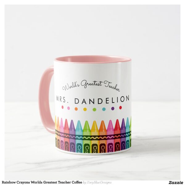 Rainbow Crayons Worlds Greatest Teacher Coffee Mug