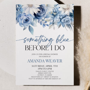 Something Blue Before I Do Floral Bridal Shower Invitation