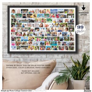 Simple 99 Photo Collage Custom Color Poster