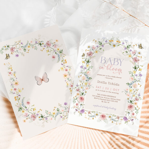 Baby in Bloom Pastel Wildflowers Baby Shower Invitation