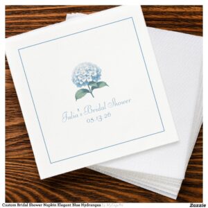 Custom Bridal Shower Napkin Elegant Blue Hydrangea
