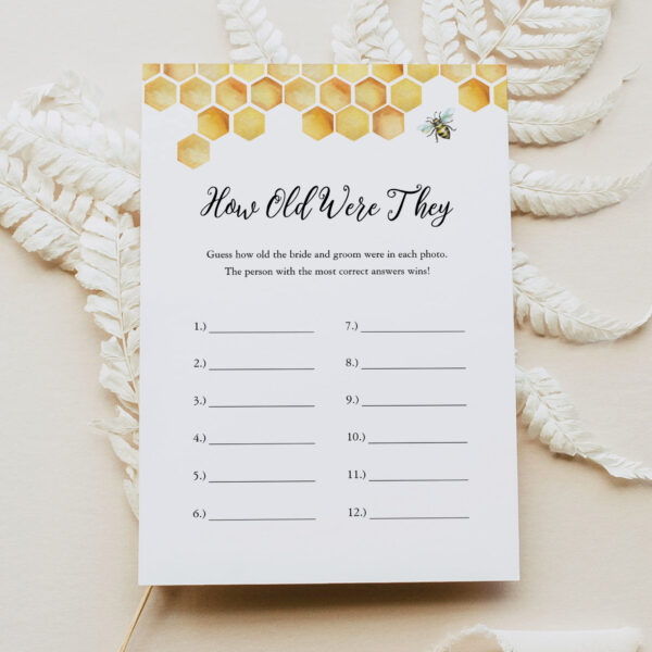 CALLA Bee How Old Were They Bridal Shower Game Invitation