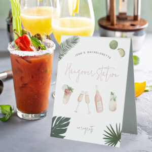 Personalized Bachelorette Party Hangover Station Table Tent Sign