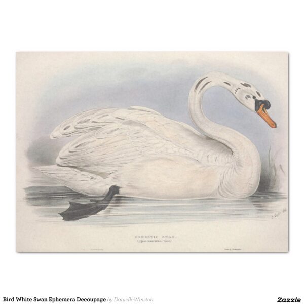 Bird White Swan Ephemera Decoupage Tissue Paper