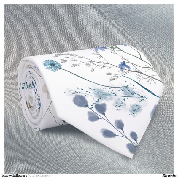 blue wildflowers neck tie