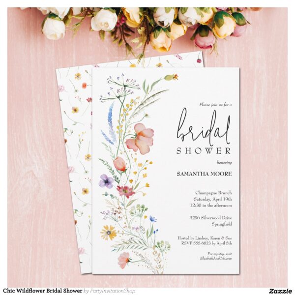 Chic Wildflower Bridal Shower Invitation