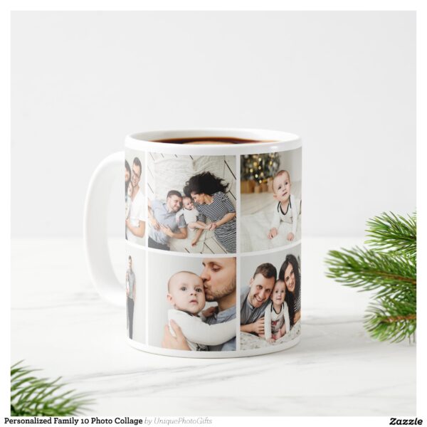 Personalized Family 10 Photo Collage Coffee Mug