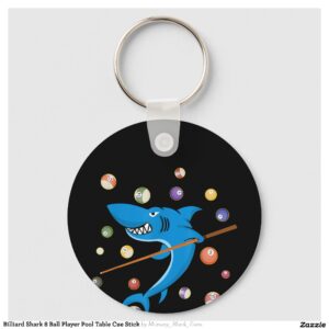 Billiard Shark 8 Ball Player Pool Table Cue Stick Keychain