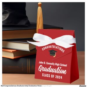 Red Congratulations Graduate 2025 Graduation Party Favor Boxes