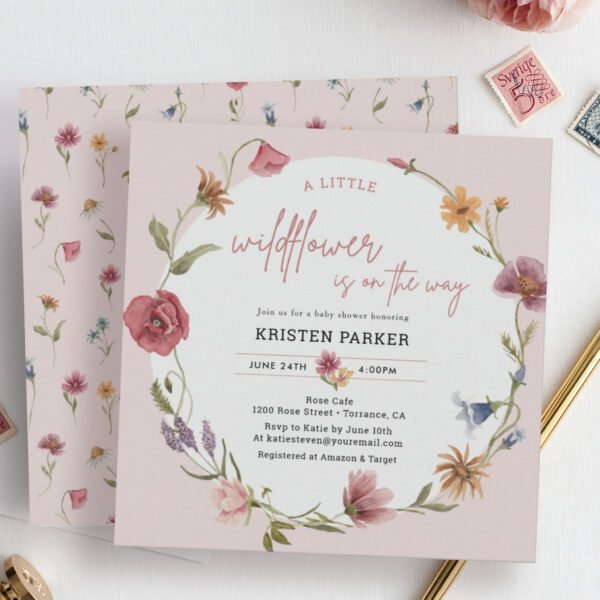 Wildflower Is On The Way Spring Baby Shower Invitation