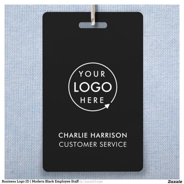 Business Logo ID Modern Black Employee Staff Badge
