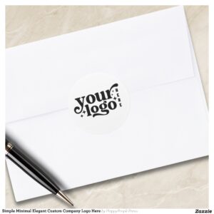 Simple Minimal Elegant Custom Company Logo Here Classic Round Sticker