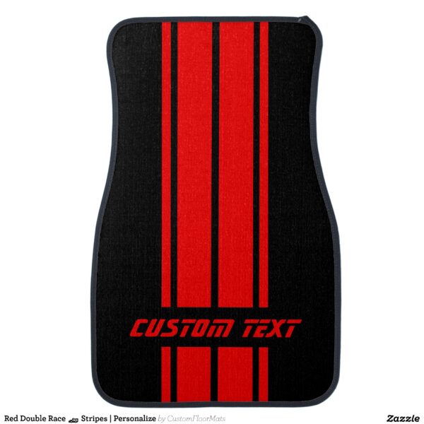 Red Double Race ?? Stripes Personalize Car Floor Mat
