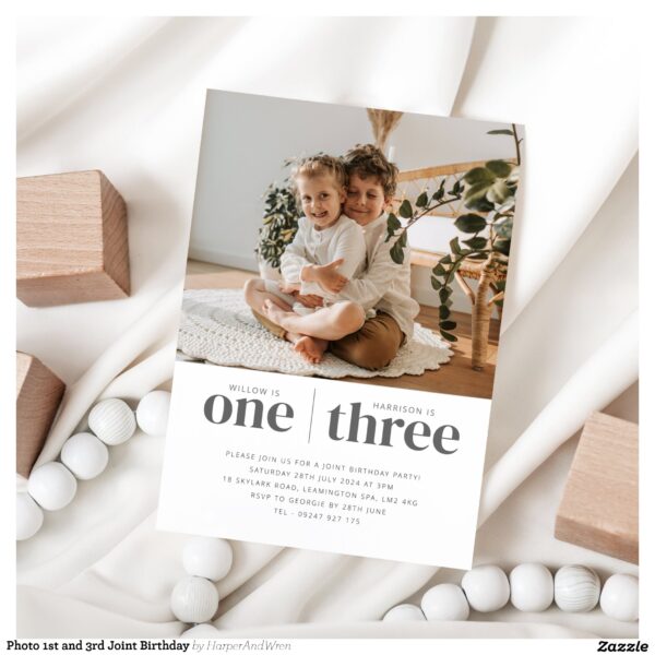 Photo 1st and 3rd Joint Birthday Invitation
