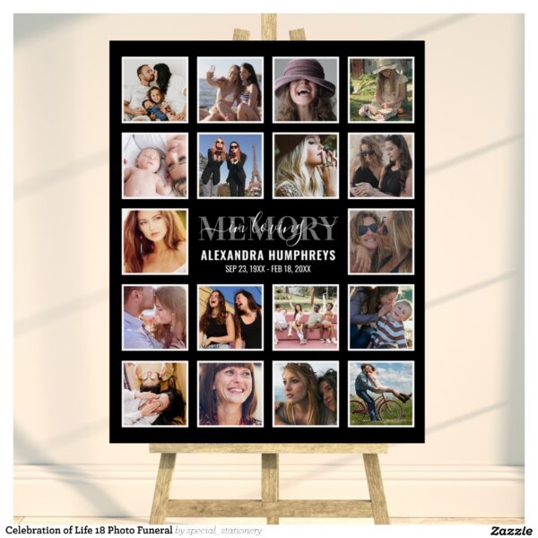 Celebration of Life 18 Photo Funeral Foam Board