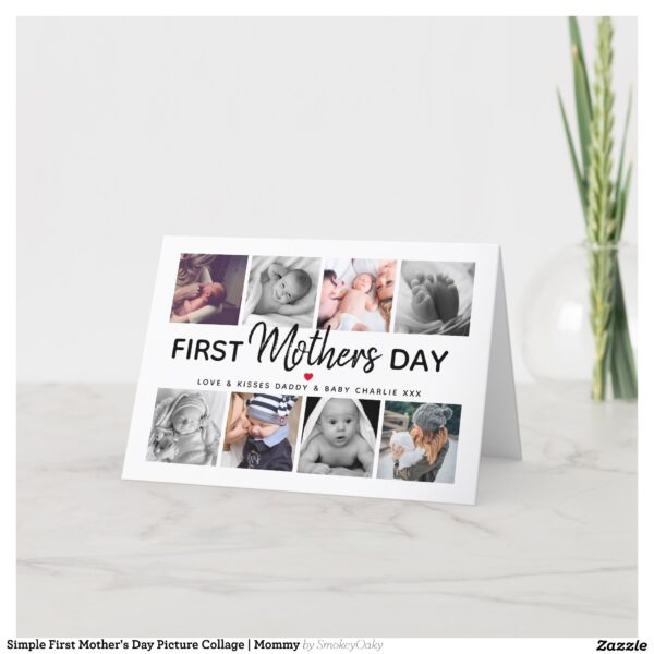 Simple First Mother's Day Picture Collage Mommy Holiday Card