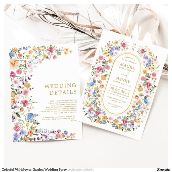 Colorful Wildflower Garden Wedding Party Invitation