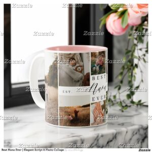 Best Nana Ever Elegant Script 8 Photo Collage Two-Tone Coffee Mug