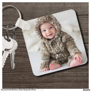 Personalized Newborn Baby Keepsake Photo Keychain