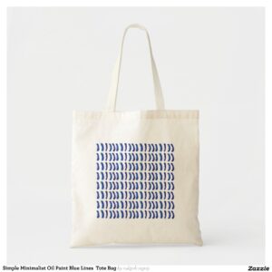 Simple Minimalist Oil Paint Blue Lines Tote Bag