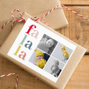 Collage Christmas Four Photos Colorful Falalala Postcard