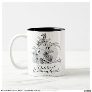 Biblical Womanhood Skull - Jael and the Tent Peg Two-Tone Coffee Mug