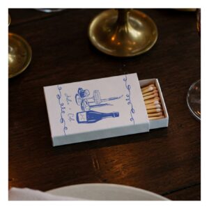 Whimsical Hand Lettered Illustrated Dinner Wedding Matchboxes